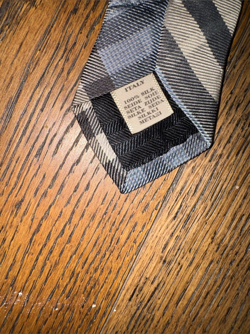 Burberry London Men’s 100% Silk Classic Plaid Tie - Light Blue - Picture 2 of 5